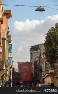 View of a street in Istanbul, Turkey, in the view