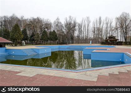 View of a swimming pool, part of a sports complex in the village of Kubratovo, Sofia
