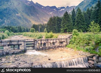 View of a torrent in a park . View of a torrent in a park in the Dolomites in Italy