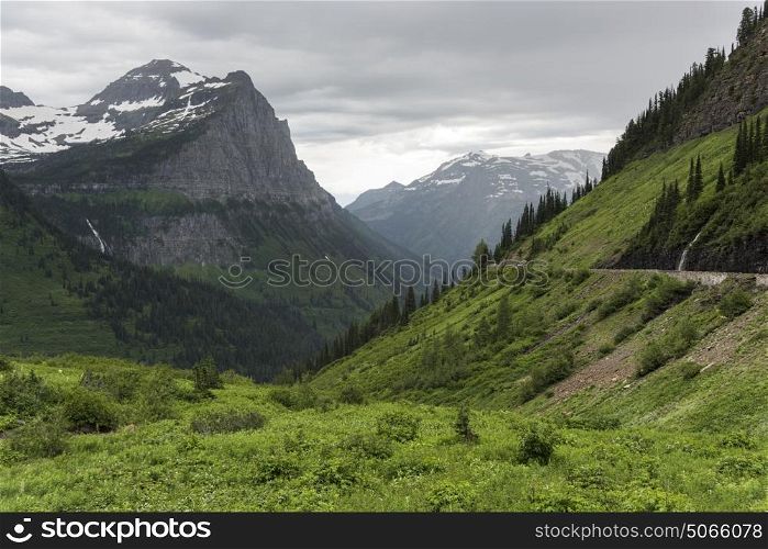 View of a valley, Going-to-the-Sun Road, Glacier National Park, Glacier County, Montana, USA