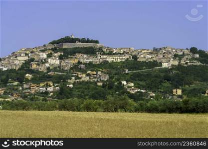 View of Alatri, historic town in Frosinone province, Lazio, Italy, at morning