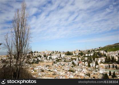 View of Albaicin seen from the Alhambra in Granada, Andalusia, Spain
