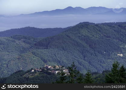 View of Alpi Apuane from Foce Carpinelli, Tuscany, Italy, at summer