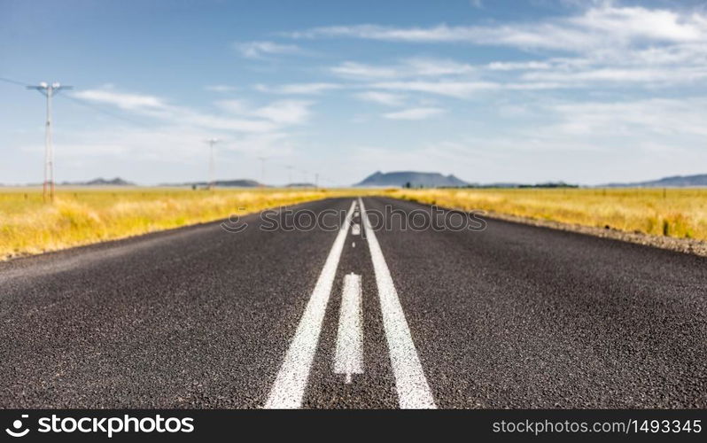 View of an empty country highway road in South African Farmland region