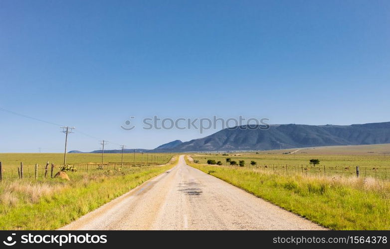 View of an empty country highway road in South African Farmland region