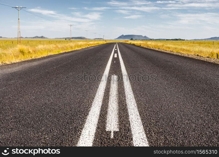 View of an empty country highway road in South African Farmland region