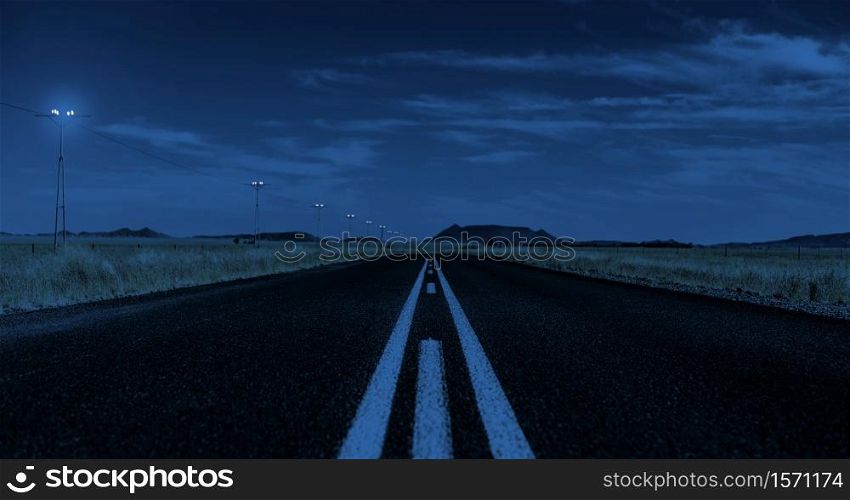 View of an empty country highway road in South African Farmland region