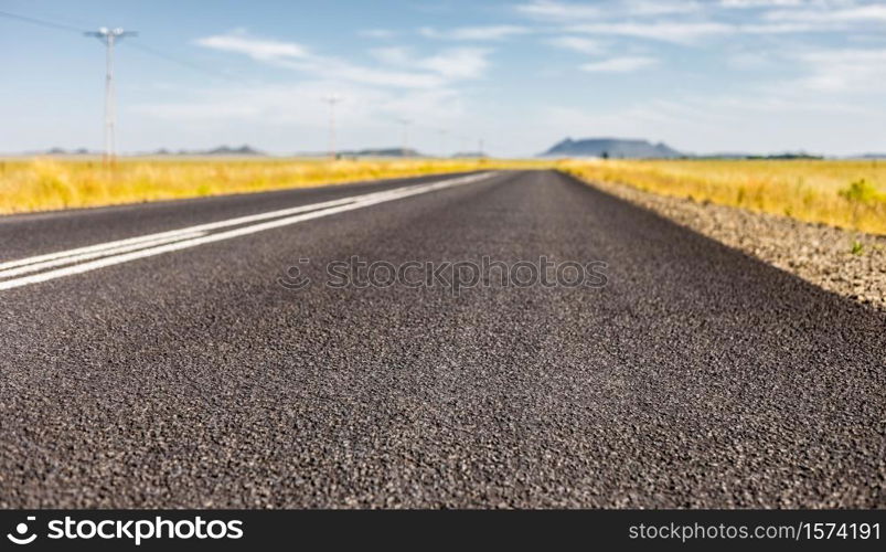 View of an empty country highway road in South African Farmland region