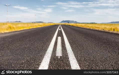 View of an empty country highway road in South African Farmland region