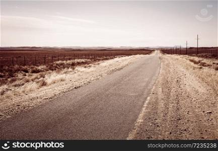 View of an empty country highway road in South African Karoo region