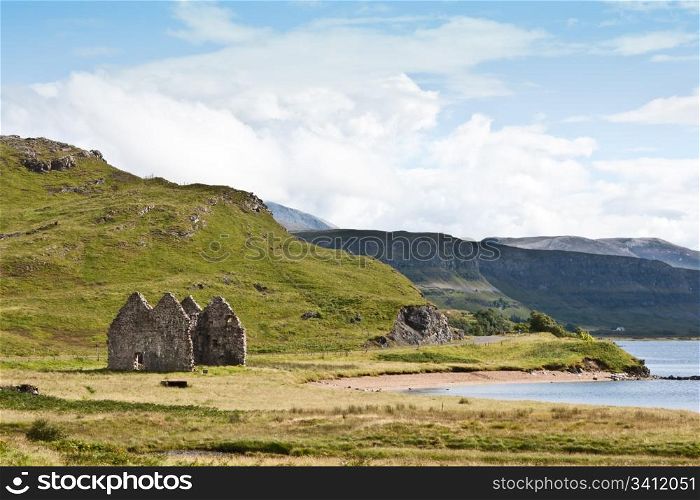 View of an old house in Scotland, close to Isle of Skye