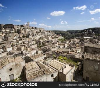 view of ancient Matera, cave city. Balsilicata, Italy