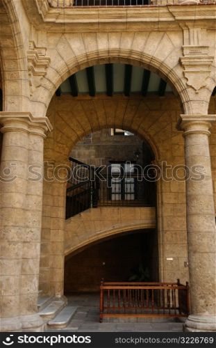 View of arches along a building, Havana, Cuba