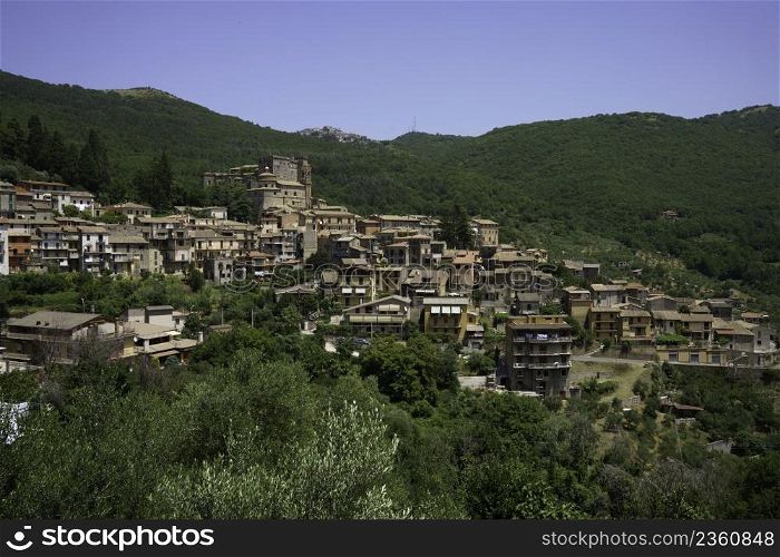 View of Arsoli, historic town in Roma province, Lazio, Italy, at summer