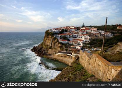 View of Azenhas do Mar, located on the cliffs near Sintra, Portugal.