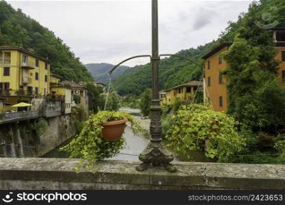 View of Bagni di Lucca, in Lucca province, Tuscany, Italy, at summer