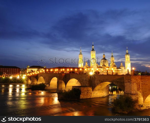 View of Basilica Pillar in Zaragoza, Spain.