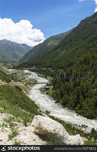 View of Baspa glaciaal river, Himachal Pradesh, India