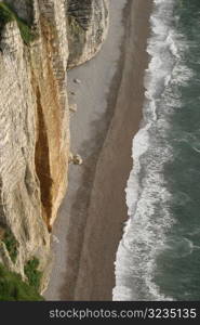 View of beach from cliff