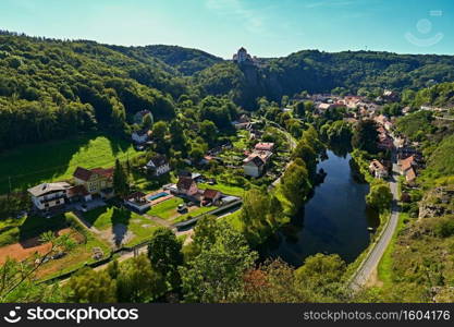 View of beautiful castle Vranov nad Dyji, Moravian region in Czech republic.