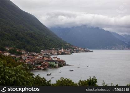 View of beautiful italian village on Como lake