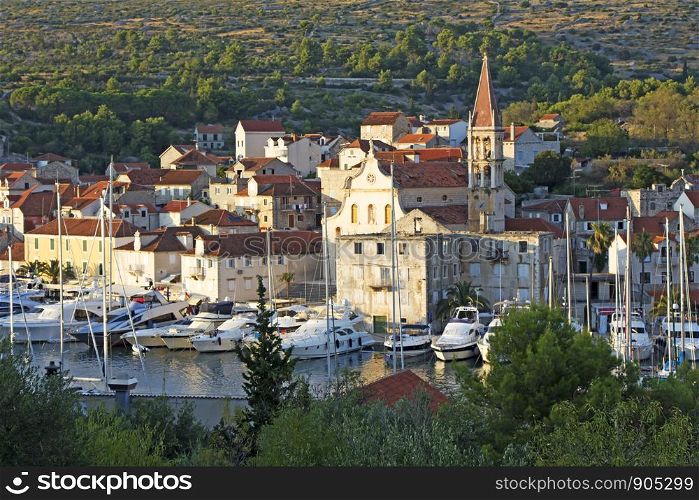 View of beautiful Milna port on sunny summer day, Brac island, Croatia