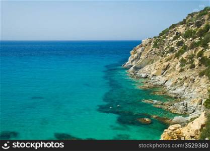 View of beautiful sea of Villasimius, in Sardinia, Italy