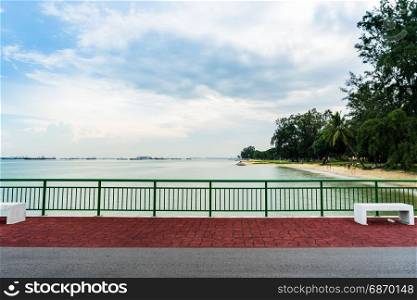 View of Bedok Jetty Singapore and Beach in the sea at East Coast Park
