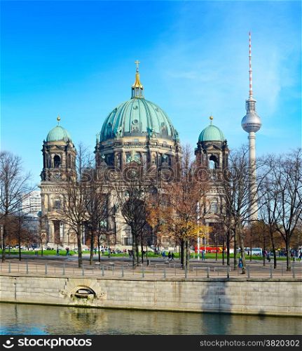 View of Berlin Cathedral and TV tower, Germany