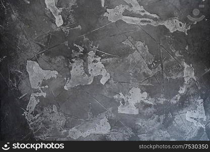 View of black background, dark gray stone texture, concrete surface. Concrete surface background