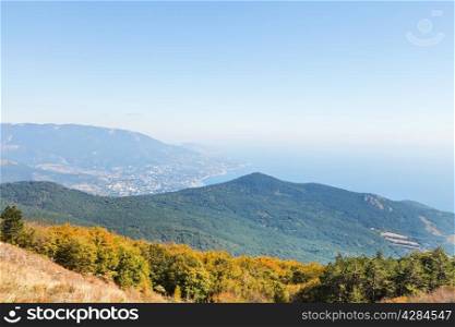 view of Black Sea and South coast of Crimea from Ai-Petri mountain