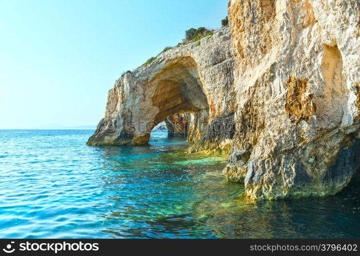 View of Blue Caves from boat (Zakynthos, Greece, Cape Skinari )