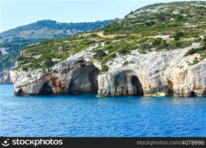 View of Blue Caves from ferry (Zakynthos, Greece, Cape Skinari )