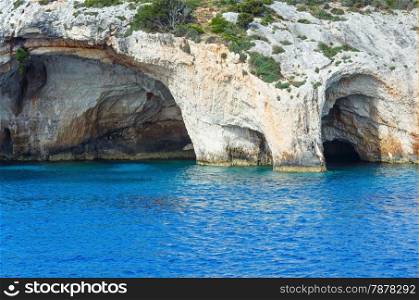 View of Blue Caves from ferry (Zakynthos, Greece, Cape Skinari )