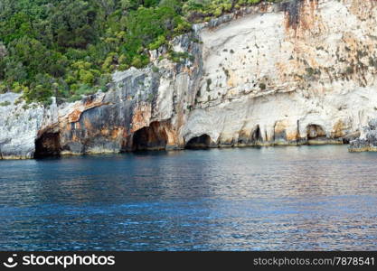 View of Blue Caves from ferry (Zakynthos, Greece, Cape Skinari )