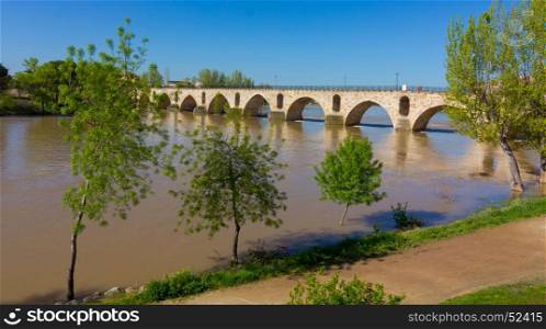 View of bridge over the Tormes river in Zamora ,Spain