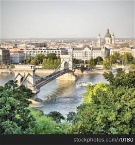 View of Budapest with Chain bridge, Hungary