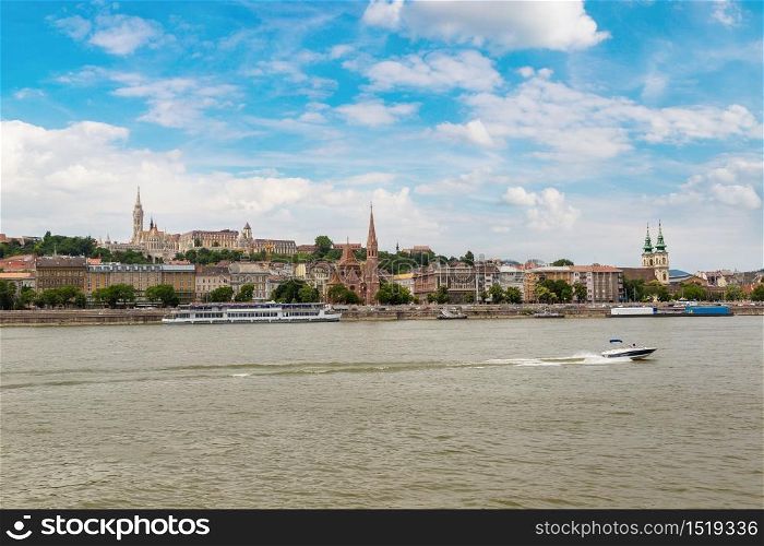 View of Budapest with the river Danube in Hungary in a beautiful summer day