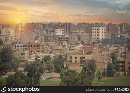 view of buildings in the city of Cairo. Egypt.
