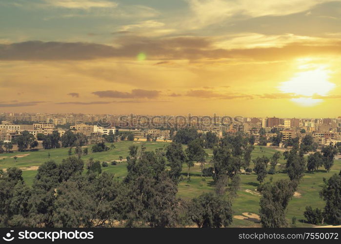 view of buildings in the city of Cairo. Egypt.