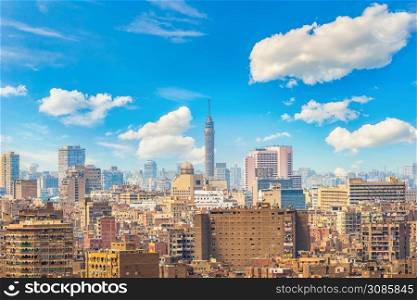 View of Cairo with its modern buildings and TV Tower, Egypt. Cairo city view
