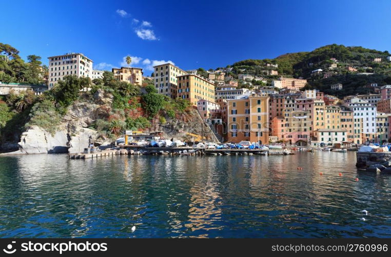 view of Camogli, famous ancient village in Liguria, Italy