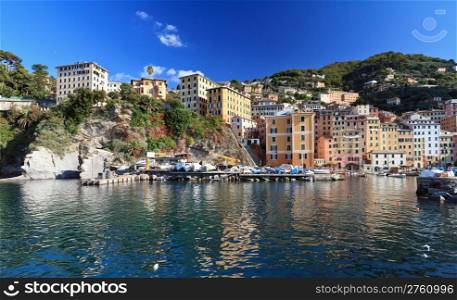 view of Camogli, famous ancient village in Liguria, Italy