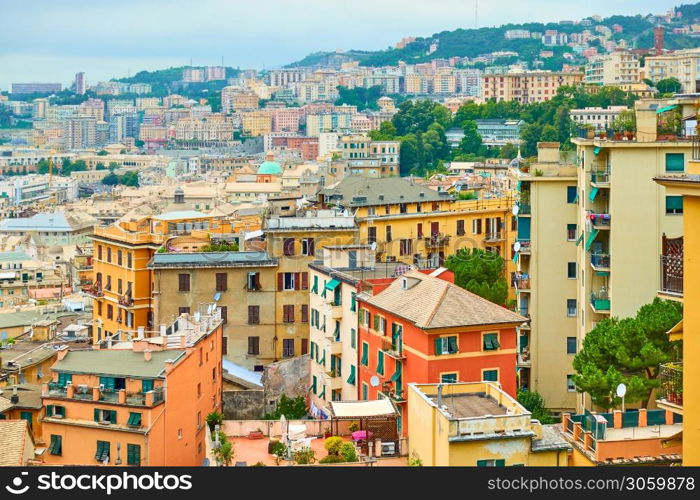 View of Castelletto district in Genoa city, Genova, Italy