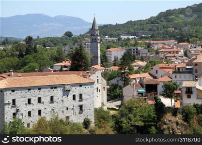 View of castle and houses in Old Pazin, Istria, Croatia