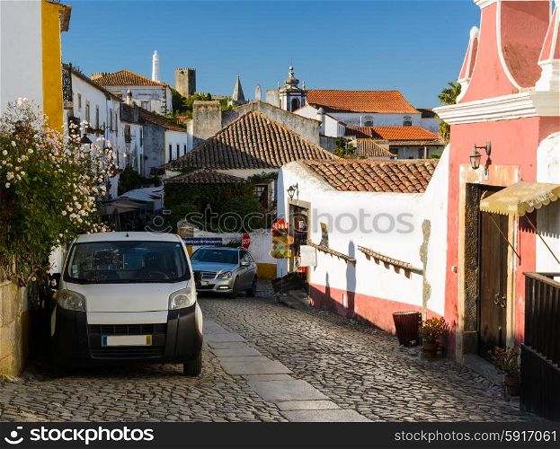 view of castle in Obidos, Portugal