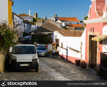 view of castle in Obidos, Portugal