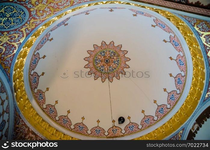 View of Ceiling of Circumcision Room at Topkapi Palace, a large museum destination,in Istanbul,Turkey.11 April 2018  . View of Topkapi Palace in Istanbul, Turkey 