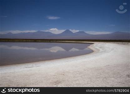 View of Cejar Lagoon, Los Flamencos National Reserve, San Pedro de Atacama, El Loa Province, Antofagasta Region, Chile