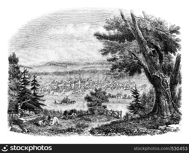 View of Chaux de Fonds, vintage engraved illustration. Magasin Pittoresque 1852.